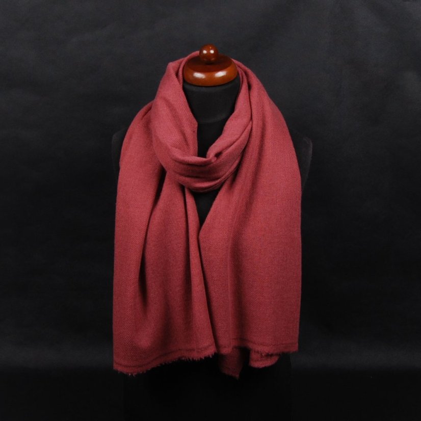 100% Kaschmir-Schal groß dunkelrosa-braun
