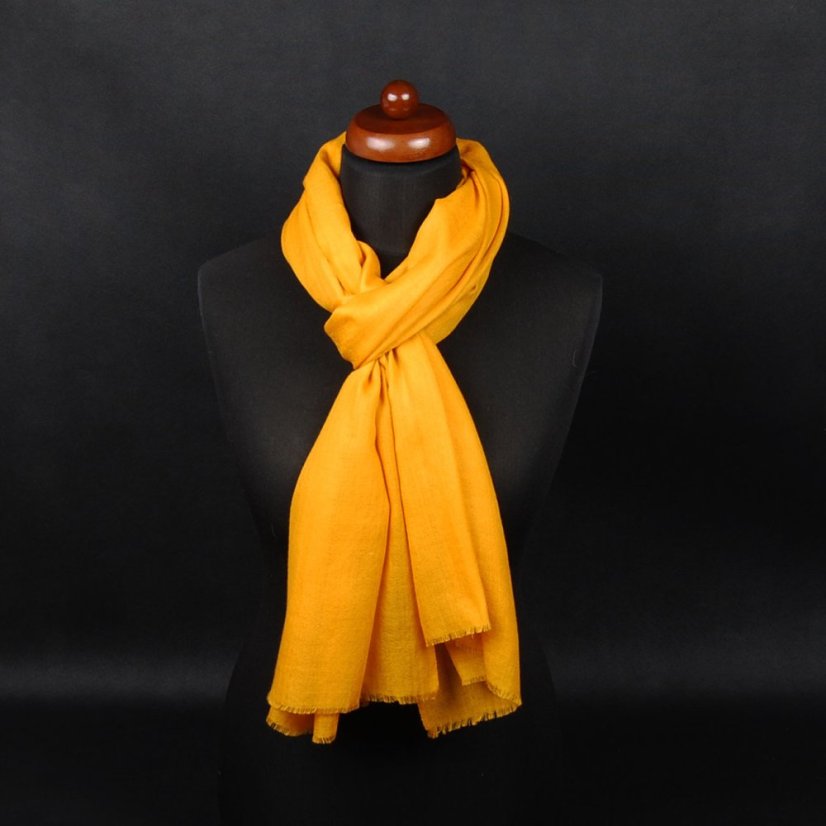 Kašmírská vlněná pašmína Self tmavě žlutá