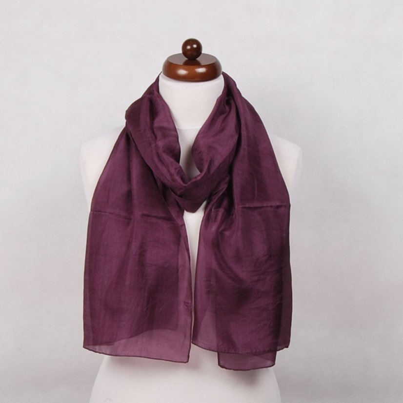 Hodvábny šál jednofarebný tmavošedofialový