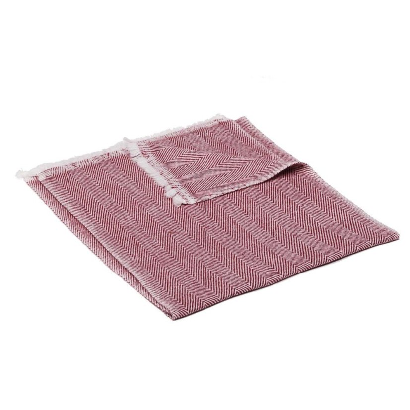 Wollschal Pashmina schmal bordeaux mit Weiß