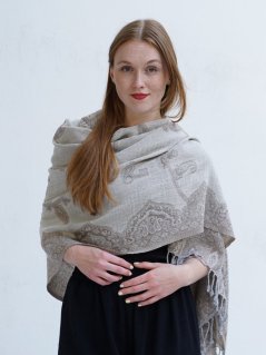 Šála z merino vlny smetanovo-šedohnědá