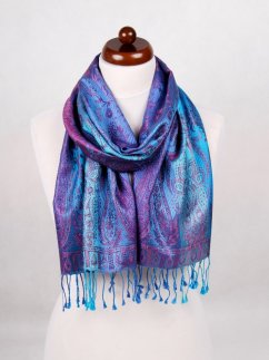 Seidenschal Super Lobsang lila-blau-türkis