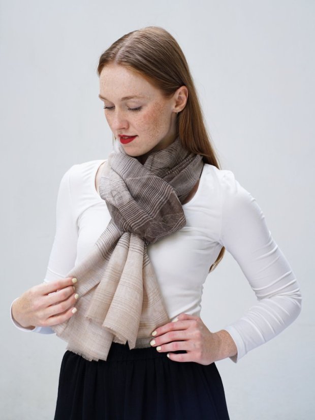 Kašmírska vlnená pašmína exclusive hnedá