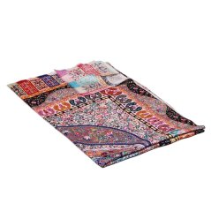 Šála z viskózy a hedvábí s potiskem mnohobarevná s růžovou