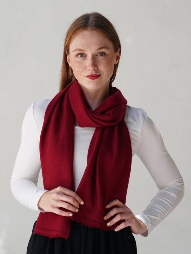 100% Kaschmirschal exklusiv schmal bordeaux