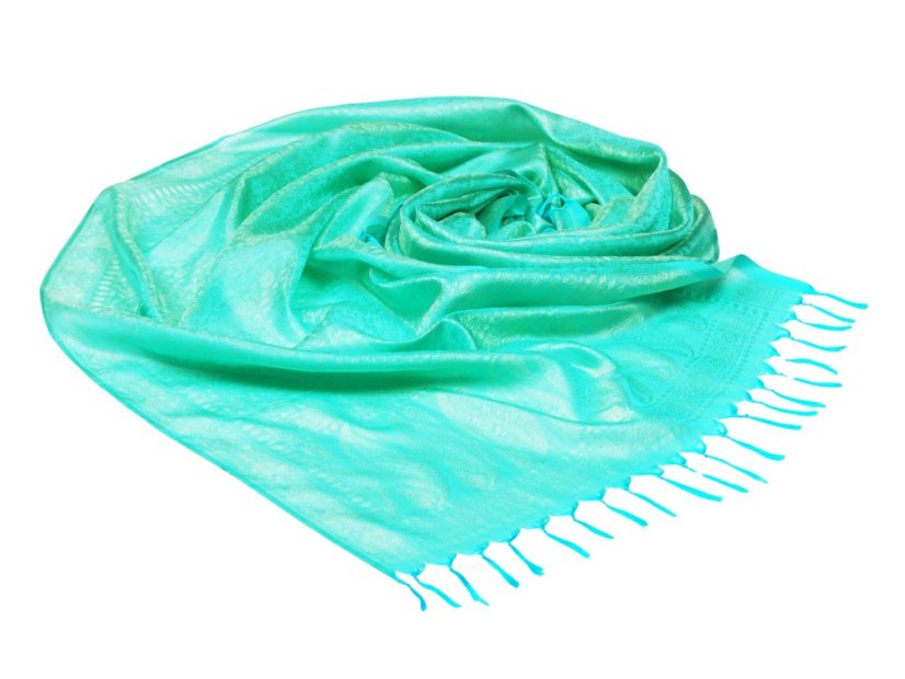 Hedvábná šála z Váránasí světle tyrkysovo-světle žlutá