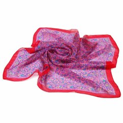 Seidentuch mit Aufdruck rosa mit Dunkellila-Blau und Rot