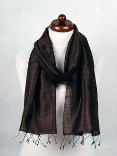 Šál zo surového hodvábu tmavohnedý
