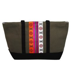 Tibetská kabelka Shopper Thogme šedozelená