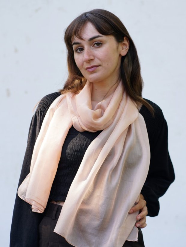 Seidenschal einfarbig puderrosa