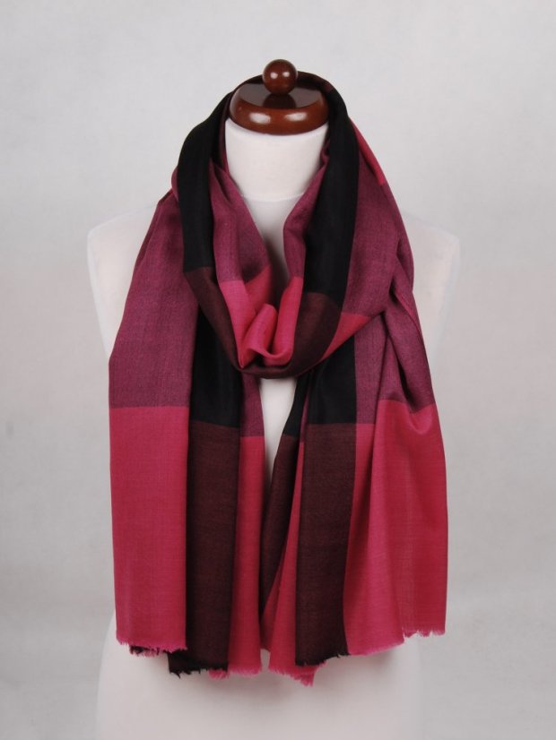 Kaschmirische Pashmina exklusiv kariert dunkelrosa-schwarz
