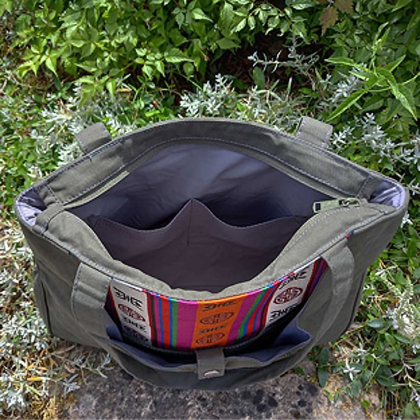 Tibetische Handtasche Tote Samye graugrün