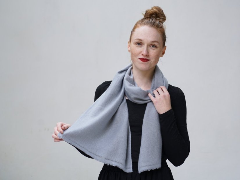 100% Kaschmirschal exklusiv schmal grau