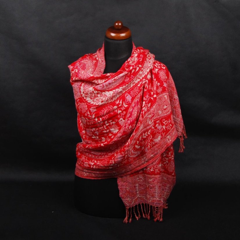 Šál z merino vlny červený