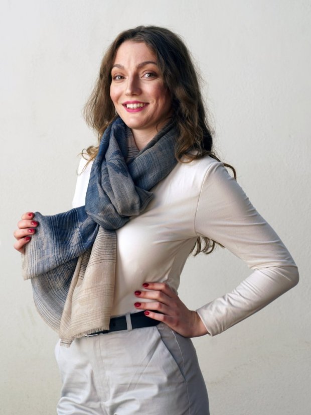 Kaschmirische Pashmina exklusiv mit Dunkelblau