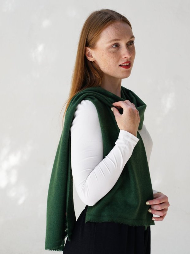 100% kašmírový šál exclusive úzky tmavozelený