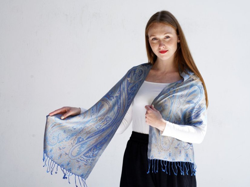 Hedvábná šála Super světle modrá