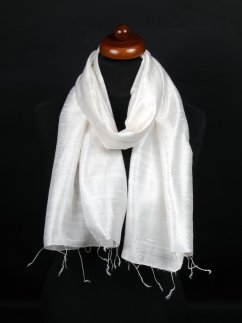 Šála ze surového hedvábí smetanová