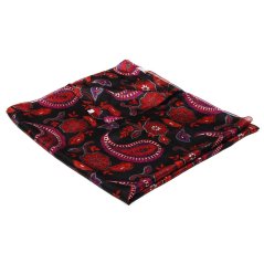 Hedvábná šála s potiskem velká černá s bordó