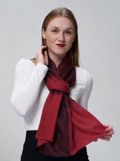 Kašmírská vlněná pašmína exclusive tmavě červeno-černá