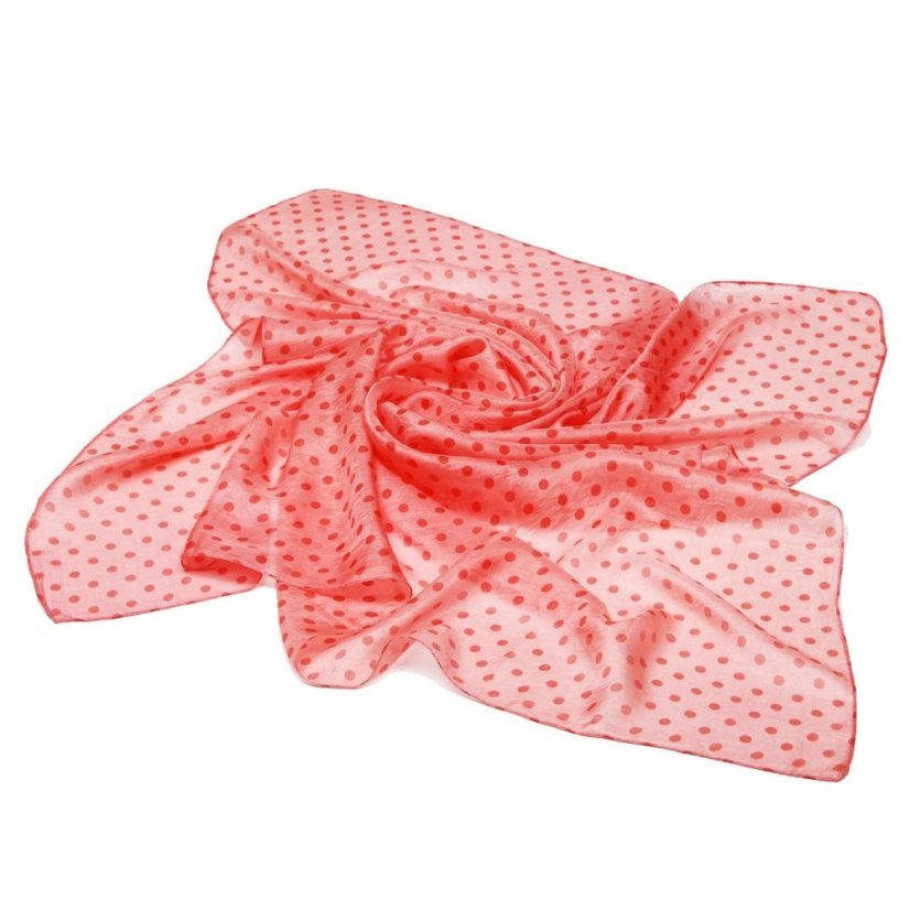 Hedvábný šátek s potiskem růžový s tmavě oranžovou