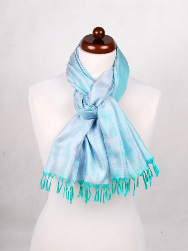 Seidenschal aus Varanasi hellgrün-hellrosa