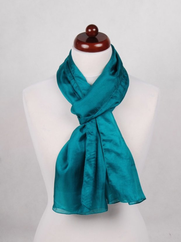 Hedvábná šála jednobarevná smaragdově zelená