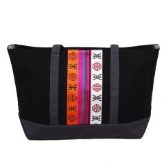 Tibetische Handtasche Shopper Thogme schwarz