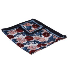 Hedvábná šála s potiskem velká s šedomodrou a světle růžovou