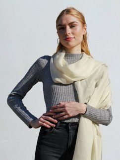 Pashmina-Wollschal Self cremefarben