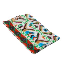 Hedvábná šála s potiskem bílá se světle zelenou a měděnou