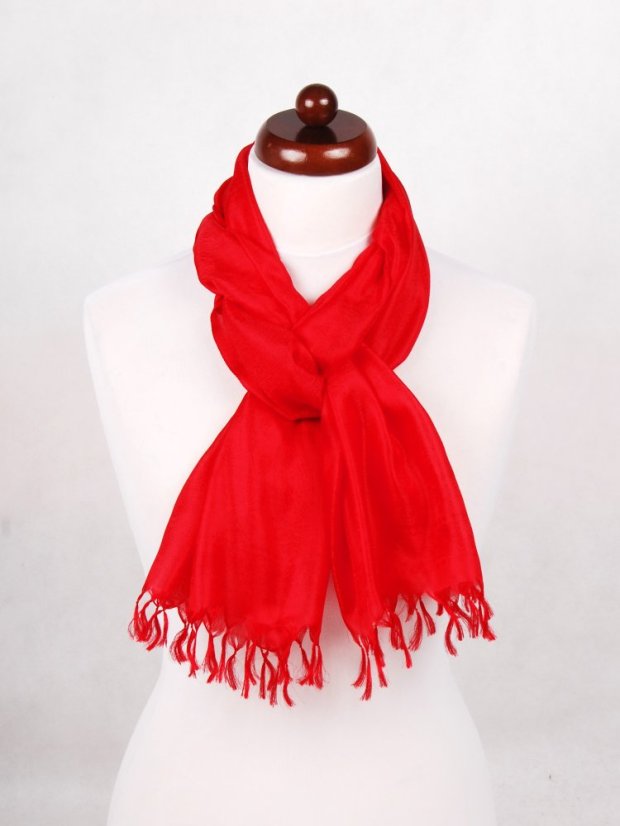 Hodvábny šál z Váránasí červený