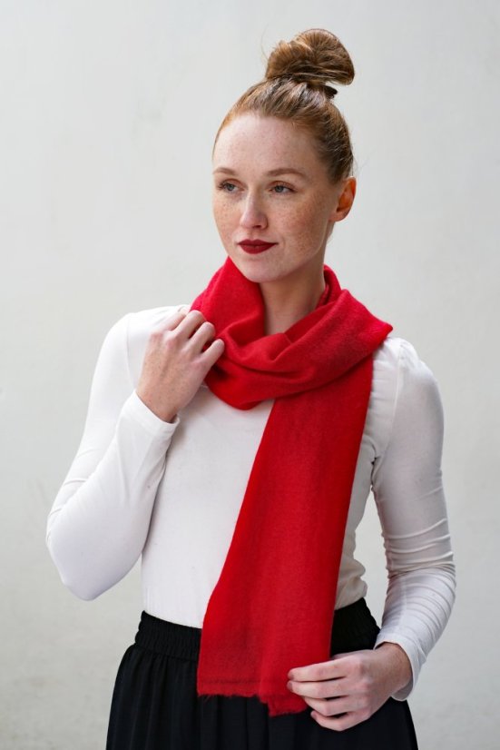 100% kašmírový šál exclusive úzky červený