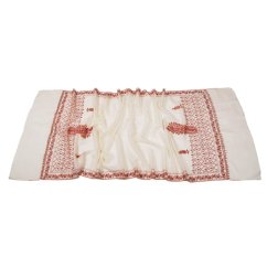 Kašmírská ručně vyšívaná pašmína smetanová s tmavě fialovou a oranžovou