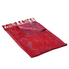 Hedvábná šála Super velká Jamavar červená s fialovou