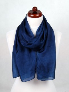 Hodvábny šál jednofarebný tmavomodrý
