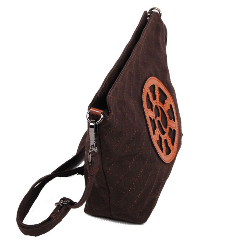 Tibetische Handtasche crossbody Tharpa Khorlo dunkelbraun