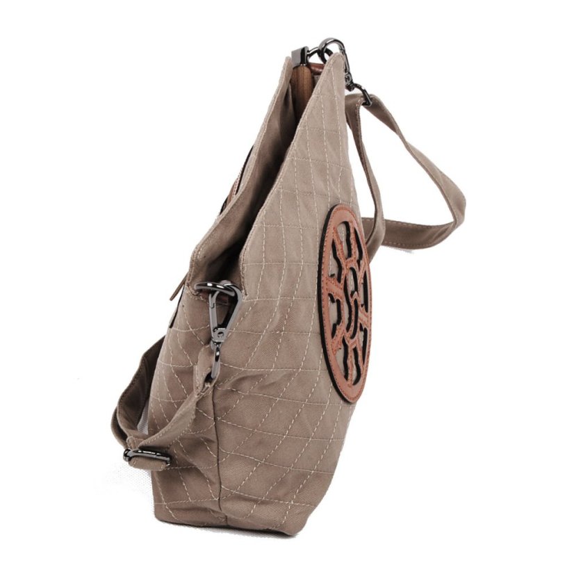 Tibetische Handtasche crossbody Tharpa Khorlo graubraun