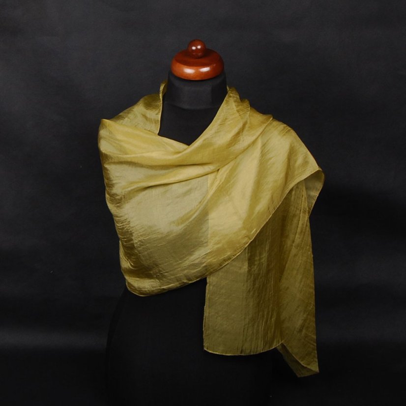 Hodvábny šál jednofarebný olivovozelený