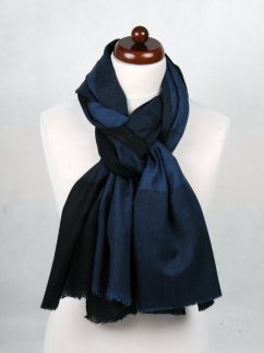 Kašmírská vlněná pašmína exclusive tmavě modro-černá