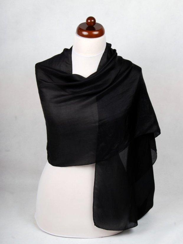 Hedvábná šála jednobarevná černá