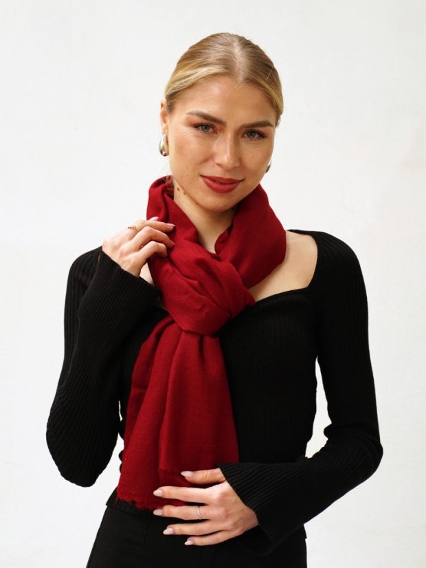 Pashmina-Wollschal Self dunkelrot