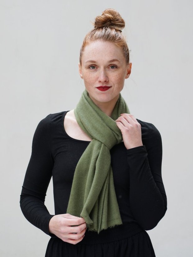 100% Kaschmirschal exklusiv schmal grün