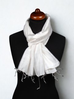 Šál zo surového hodvábu smotanový