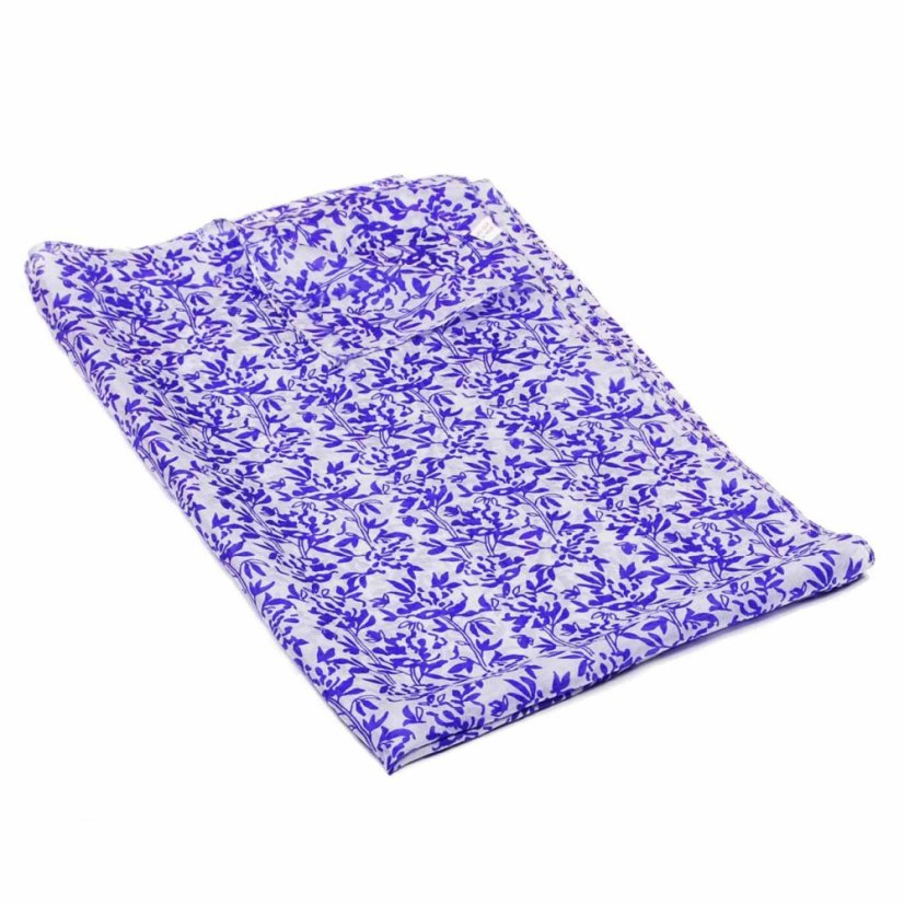 Hodvábny šál s potlačou fialovomodro-biely