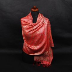 Hedvábná šála Super velká Lobsang světle červená