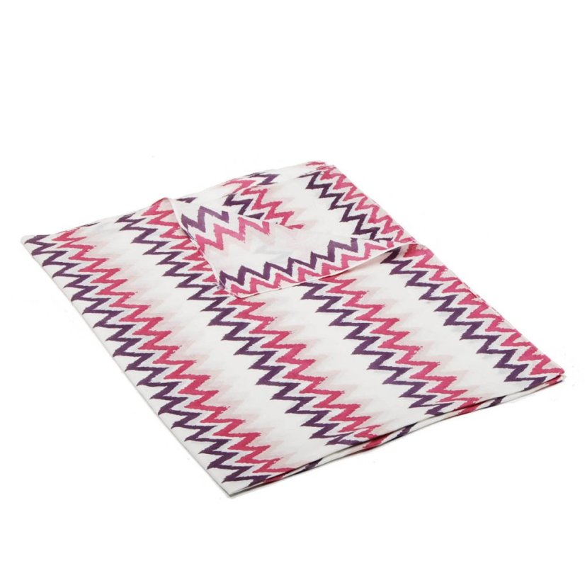 Schal aus Bio-Baumwolle weiß-dunkelrosa mit Dunkellila