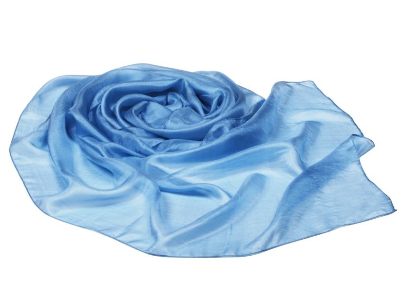 Hedvábná šála jednobarevná světle šedomodrá