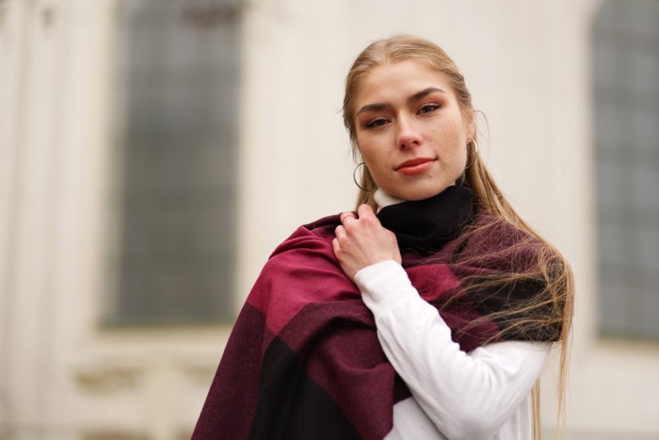 Kašmírské vlněné pašmíny exclusive kostkované