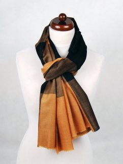 Kašmírská vlněná pašmína exclusive zlato-černá